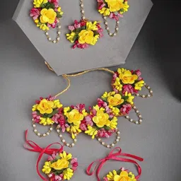 PASU FASHION Flower Bridal Haldi Mehndi & Baby Shower Jewellery Set-54