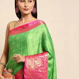 KALINI Green Silk Cotton Woven Design Sarees-picture-31