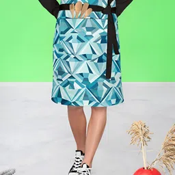 ArtzFolio Blue Printed Waist to Knee Apron-54