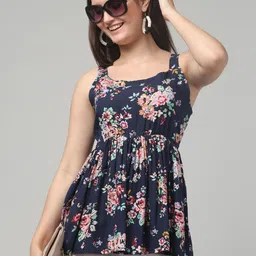 clobug Floral Print Cotton Empire Top-image-38
