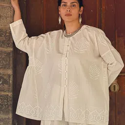 Chidiyaa Chidiyaa Morning Butter Ivory Block Printed Top-image-10