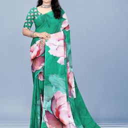 P D Silk Mills Floral Printed Pure Georgette Saree-picture-33