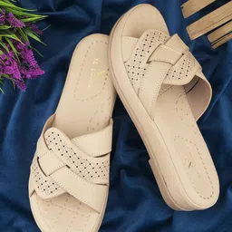 XE Looks Women Textured Slip-On Open Toe Flats-52