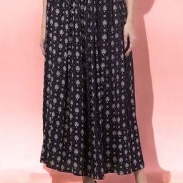 INUKA Floral Printed Flared Maxi Skirt-image-87