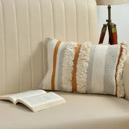 SASHAA WORLD White & Mustard Abstract Rectangle Cushion Covers-7