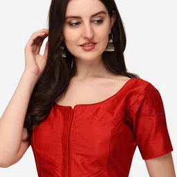 HERE&NOW Silk Round Neck Puff Sleeves Readymade Saree Blouse-picture-39