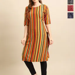 Anouk Rustic Women Pack Of 4 Ethnic Motifs Printed Crepe Straight Kurta-picture-7