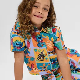 The Souled Store Print Cotton Shirt Style Crop Top-image-6