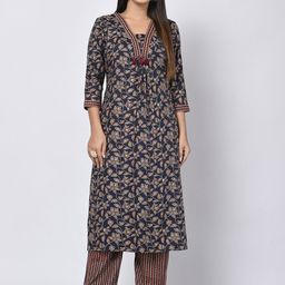 Oash Women Ethnic Motifs Printed Kurta with Trousers-picture-51