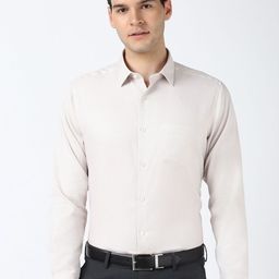 Peter England Elite Men Spread Collar Solid Cotton Formal Shirt-picture-34