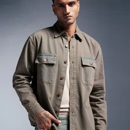 FREAKINS Men Denim Jacket with Patchwork-picture-17