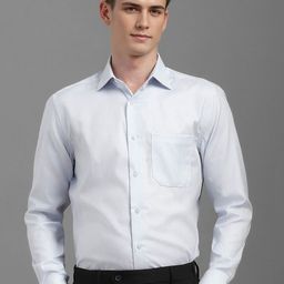 Louis Philippe Men Classic FitSpread Collar Textured Cotton Formal Shirt-image-53