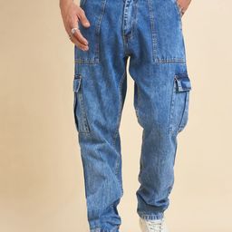 STUDIO NEXX Men Straight Fit Mid-Rise Heavy Fade Cargo Styles Jeans-image-52