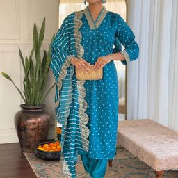 KALINI Women Floral Embroidered Kurta with Trousers & Dupatta-picture-54