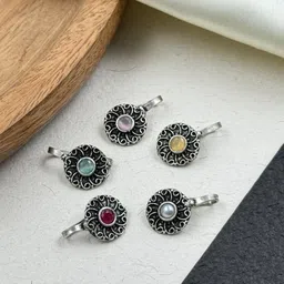 NAMAN ARTS Gold-Plated Artificial Stones and Beads Stud Nosepin-9