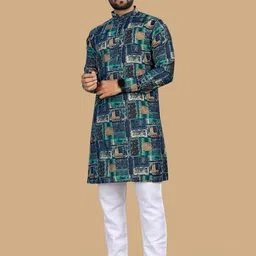 BAESD Men Ethnic Motifs Printed Thread Work Kurta-44