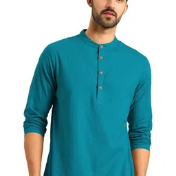AMRIT TOP WEAR Men Solid Daily Cotton Straight Kurta-picture-3