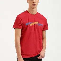 United Colors of Benetton Men Typography Printed Pure Cotton Applique T-shirt-image-42