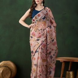 Sangria Floral Printed Saree With Unstitched Blouse Piece-picture-24