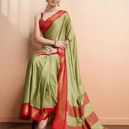 A S CREATION Woven Design Zari Pure Silk Kanjeevaram Saree-picture-53