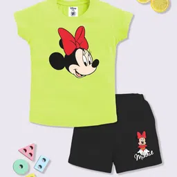 YK Disney Girls Minnie Mouse Printed Pure Cotton T-shirt with Shorts-image-88