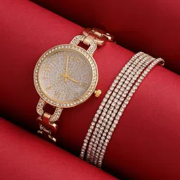 HAUTE SAUCE by Campus Sutra Women Set Of The Orne Roman-Link Watch & Bangle SSM25_HSWB5124-image-25