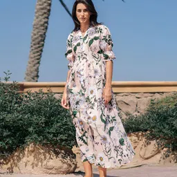 SANSKRUTIHOMES Women Floral Printed Cotton Maxi Ethnic Dresses-picture-28
