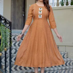 ARADHNA Women Ethnic Motifs Printed Thread Work Kurta-picture-2