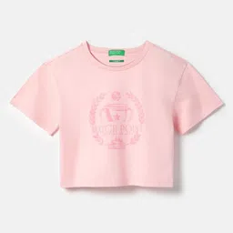 United Colors of Benetton Girls Graphic Printed Round Neck Cotton T-shirt-picture-47