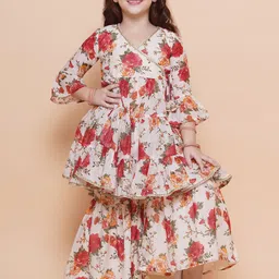 Bitiya by Bhama Girls Floral Printed Kurta with Sharara-picture-16