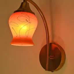 1ST TIME Orange & White Printed Glass Traditional Cylinder Shaped Wall Lamp-picture-1