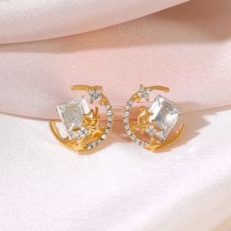 Yellow Chimes Gold-Plated Moon Star Shaped Studs-18