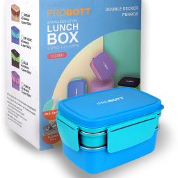 Double Decker Stainless Steel Lunch Box, 2 Layers with 3 Compartment and 1Spoon, 2 Containers Lunch Box-image-21