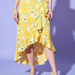 BAESD Women Floral Printed Wrap Midi Skirt-image-37
