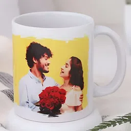 fnp White & Yellow Printed Ceramic Glossy Mugs Set of Cups and Mugs-0