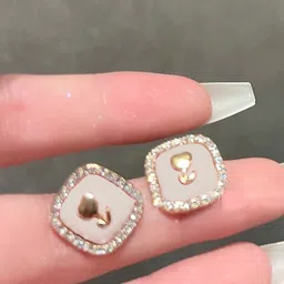 FIMBUL Gold-Plated Crystals Studded Square Shaped Studs image 5