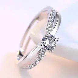kazare Rhodium Plated Stones Studded Adjustable Finger Ring-18