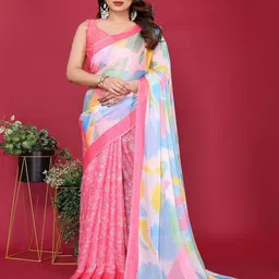 CATCHY FOREVER Abstract Printed Saree-1