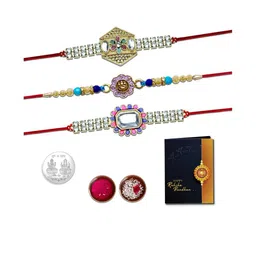 Rakhi Combo for Brother with Rakhi , Roli Chawal, Coin & Greeting Card-15