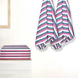 Aura Red & White 5 Striped Cotton 210 GSM Bath Towel-17