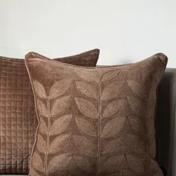 Rya Living Ornate Saddle Brown Floral Embroidered Cotton Square Cushion Cover-picture-43