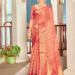 Moksha Trends Woven Design Zari Organza Designer Banarasi Saree-image-26