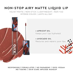 KIRO Non-Stop Airy Matte Liquid Lipstick- 5 ml - Barely Brown image 4