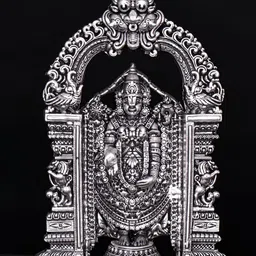 Exotic India Silver-Toned Lord Dhanalakshmi Religious Brass Idol Showpiece-image-38