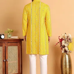 Anouk Men Embroidered Regular Mirror Work Kurta with Pyjamas image 4