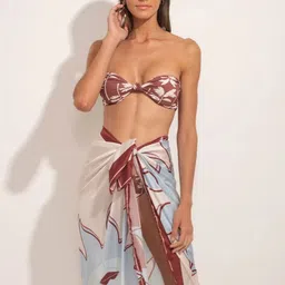 Addery Printed Bandeau Bikini Set With Sarong-picture-23