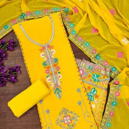 HERE&NOW Embellished Unstitched Dress Material-picture-45