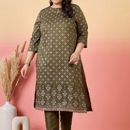 Sztori Women Floral Printed Regular Kurta with Trousers-picture-53