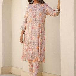 Mamicha Women Floral Printed Cotton Kurta with Leggings-picture-9