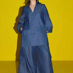 SIL SILA Lapel Collar Long Sleeves Blazer With Palazzo-image-74